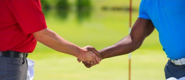 Golfers shaking hands