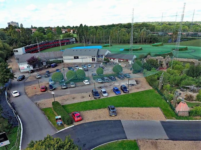 Aerial shot of World of Golf London